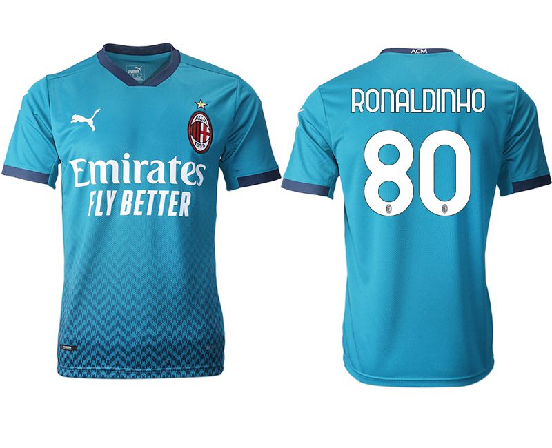 Men 2020-2021 club AC milan away aaa version #80 blue Soccer Jerseys->ac milan jersey->Soccer Club Jersey